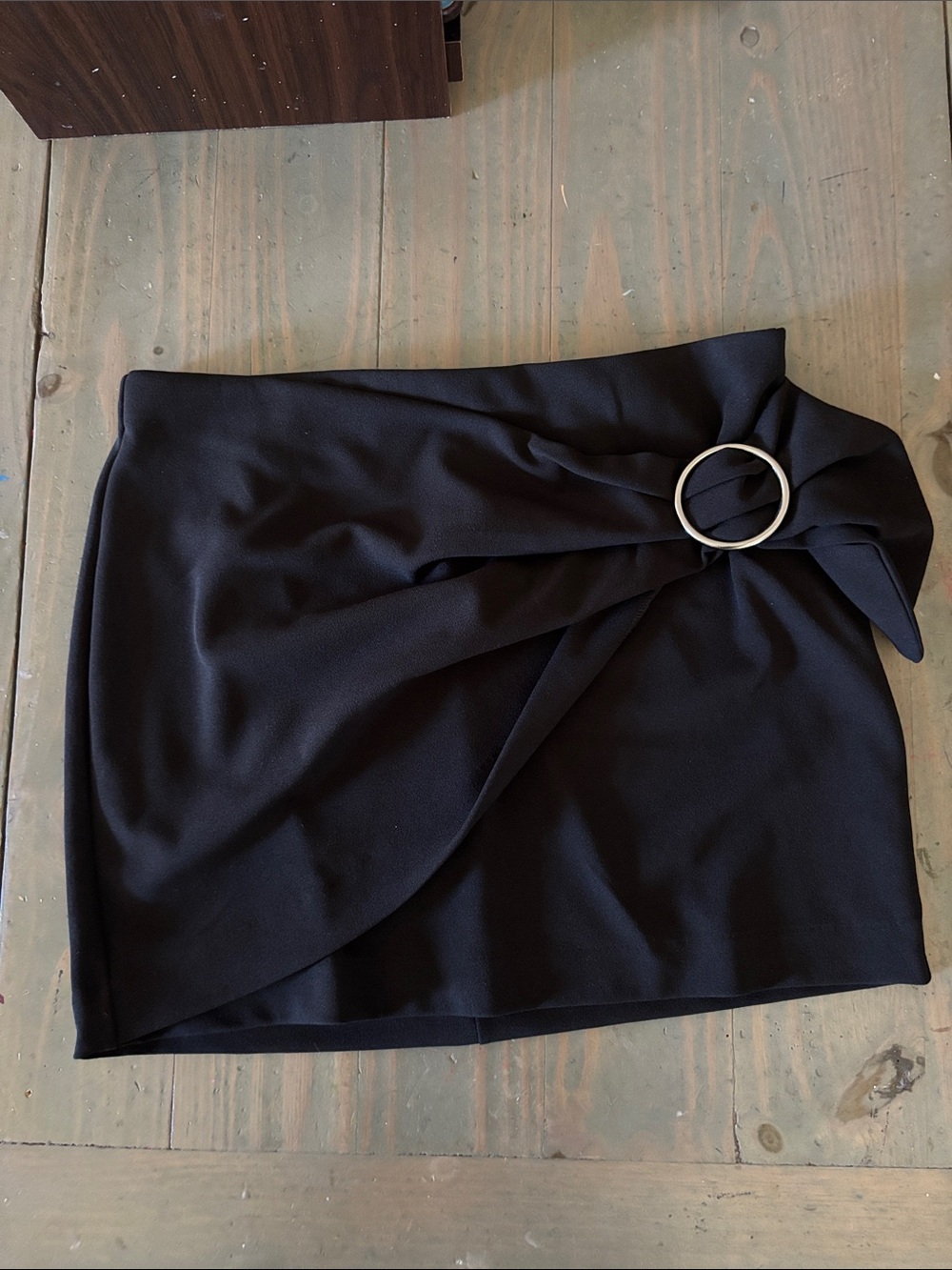 Express Black Mini Skirt with Silver Ring Detail